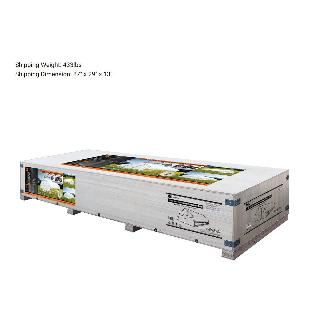 12’ x 30’ Tunnel Greenhouse Grow Tent w/6 Mil Clear EVA Plastic Film, Cold Frame, Hand Crank Roll-Up Sides, Peak Ceiling Roof, TMG-GH1230