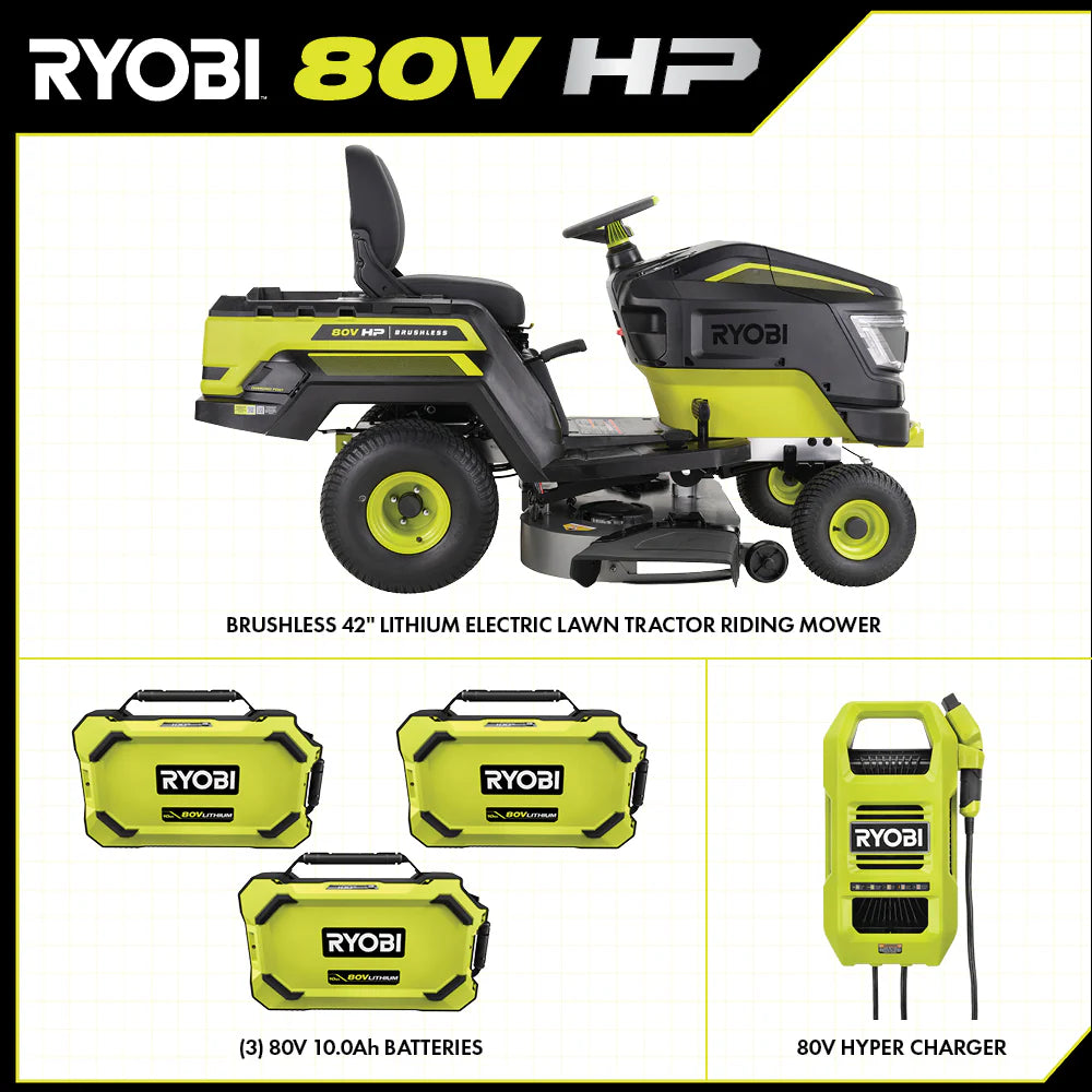 Brushless 80V Hp 46-Inch Cordless Lawn Tractor Battery Powered