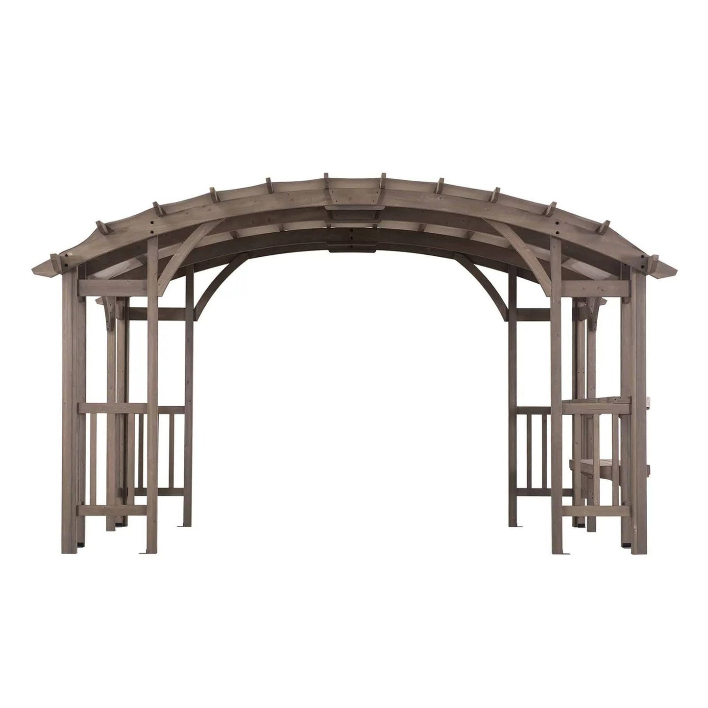 SummerCove 10 ft. x 14 ft. Light Gray Cedar Frame Arched Pergola with Shelves