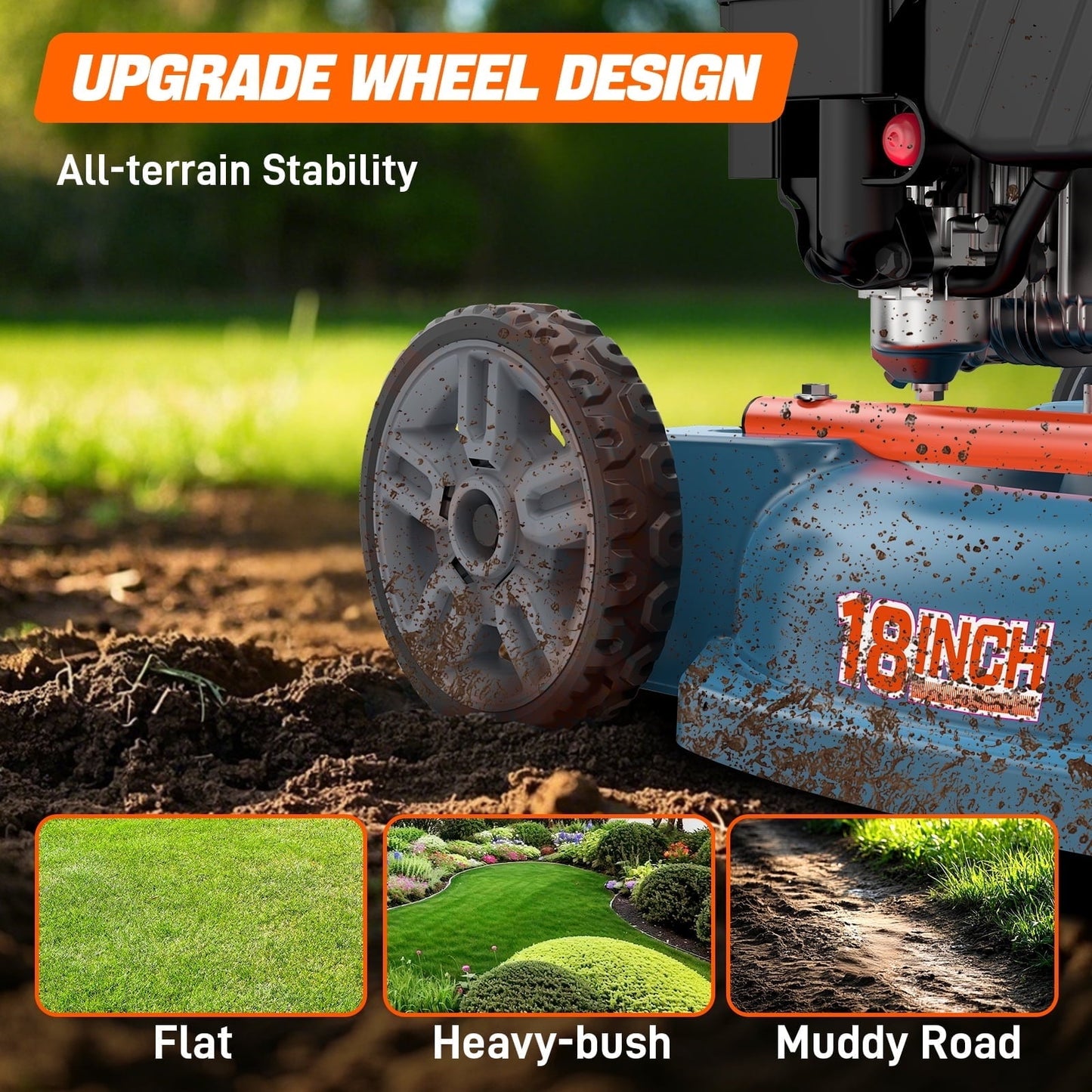 SENIX 18 in. Gas Push Lawn Mower, 144cc 4-Cycle with Side Discharge