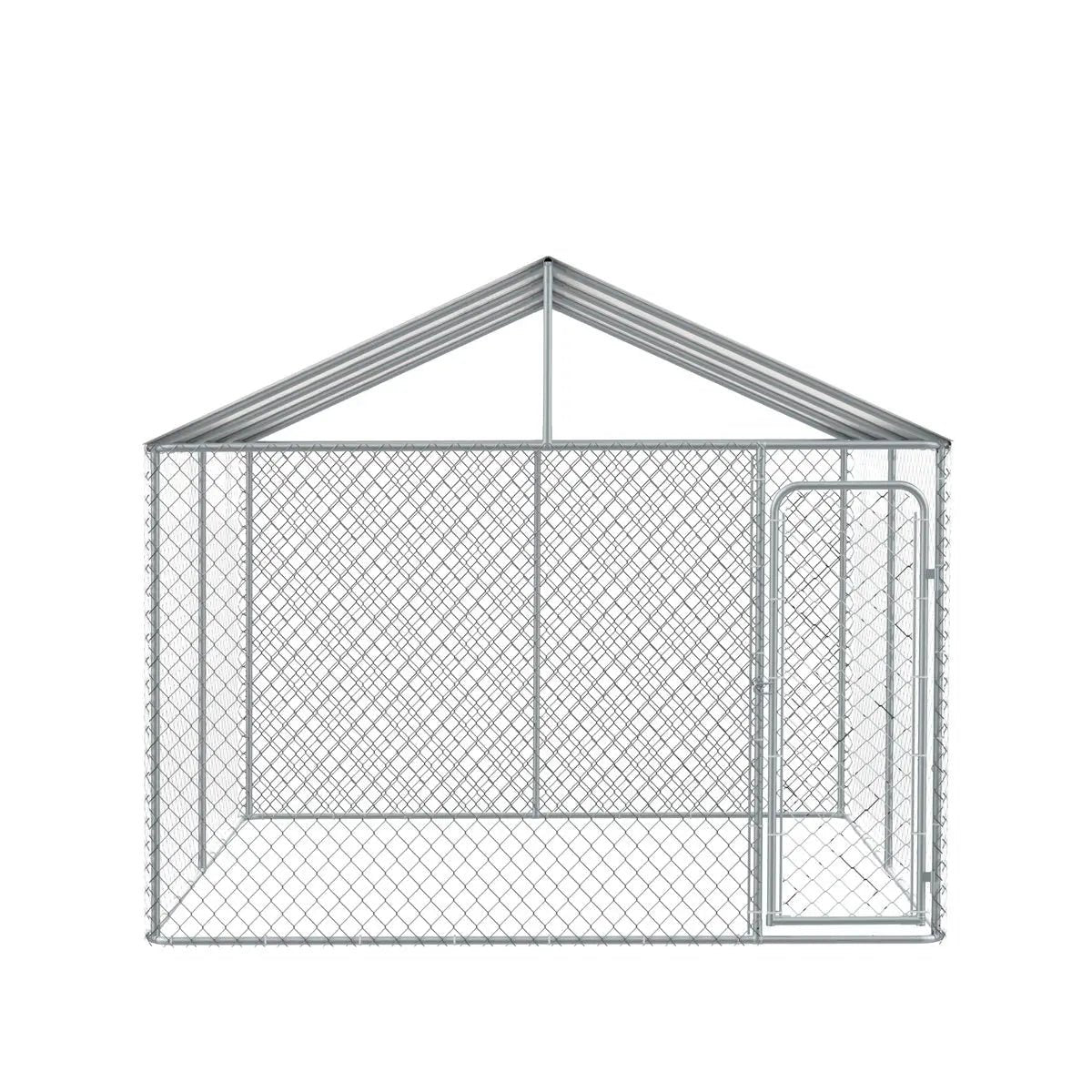 10’ x 10’ Outdoor Dog Kennel Playpen w/Cover, Outdoor Dog Runner, Pet Exercise House, Lockable Gate, 6’ Chain-Link Fence, TMG-DCP1010