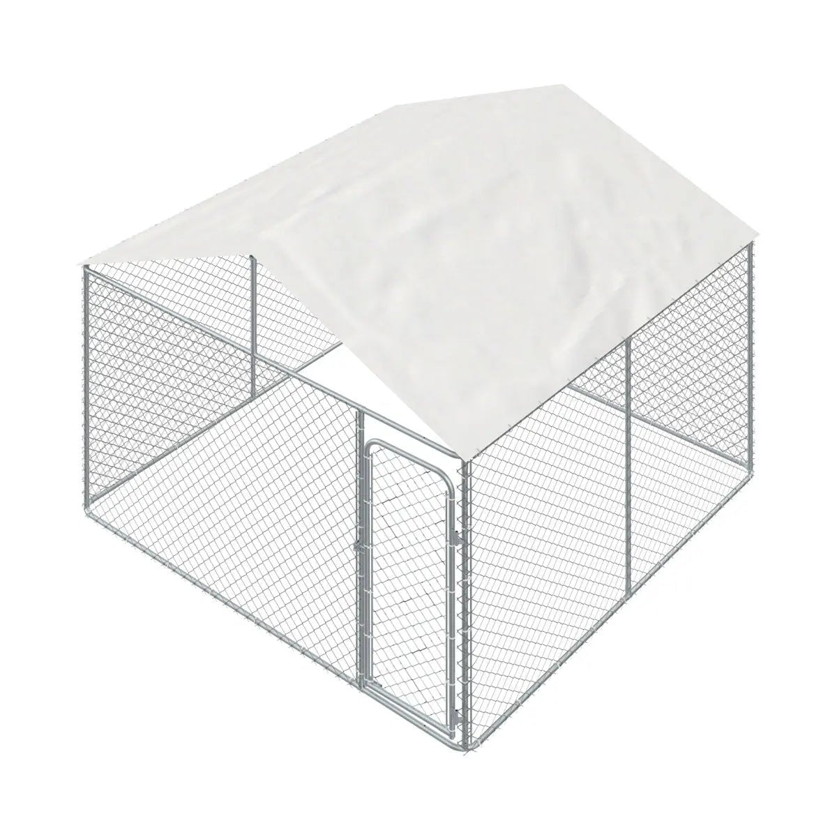 10’ x 10’ Outdoor Dog Kennel Playpen w/Cover, Outdoor Dog Runner, Pet Exercise House, Lockable Gate, 6’ Chain-Link Fence, TMG-DCP1010