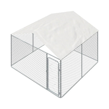 10’ x 10’ Outdoor Dog Kennel Playpen w/Cover, Outdoor Dog Runner, Pet Exercise House, Lockable Gate, 6’ Chain-Link Fence, TMG-DCP1010