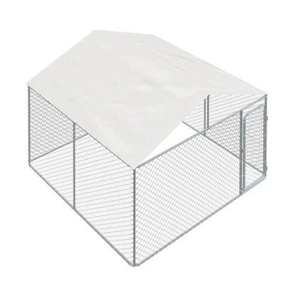 10’ x 10’ Outdoor Dog Kennel Playpen w/Cover, Outdoor Dog Runner, Pet Exercise House, Lockable Gate, 6’ Chain-Link Fence, TMG-DCP1010