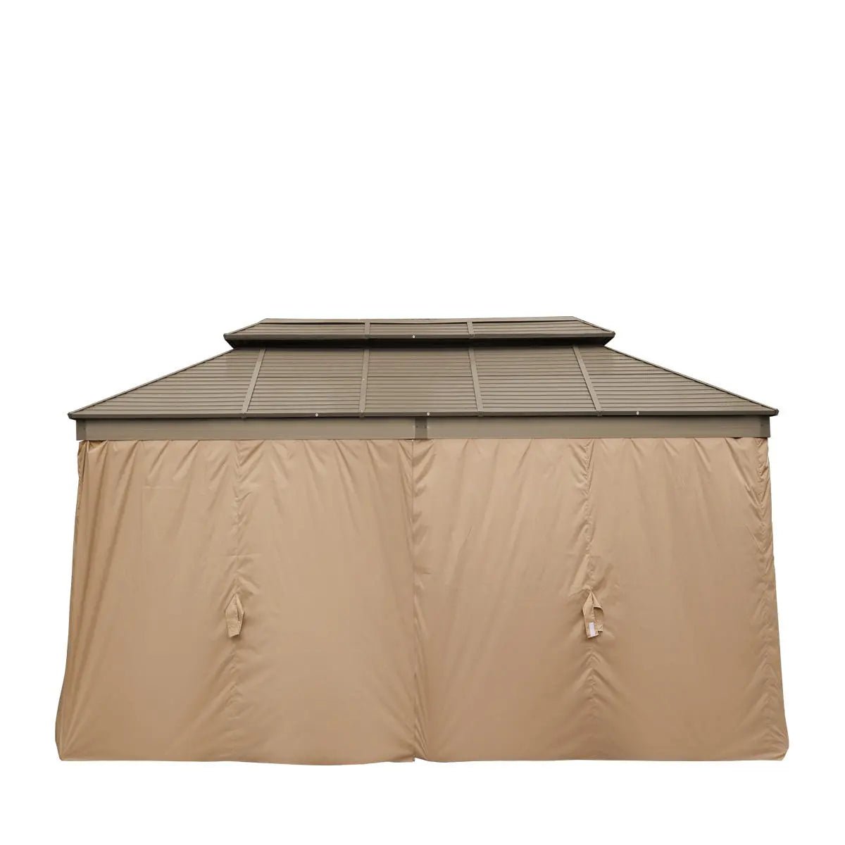 10’ x 20’ Hardtop, Double Tier Steel Roof Patio Gazebo, Mosquito Nets & Curtains Included, TMG-LGZ21