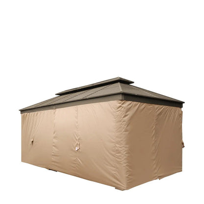 10’ x 20’ Hardtop, Double Tier Steel Roof Patio Gazebo, Mosquito Nets & Curtains Included, TMG-LGZ21
