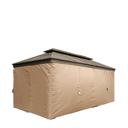 10’ x 20’ Hardtop, Double Tier Steel Roof Patio Gazebo, Mosquito Nets & Curtains Included, TMG-LGZ21