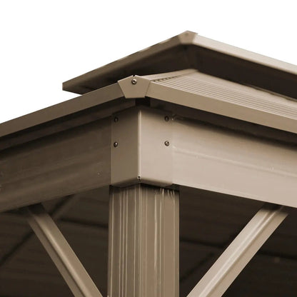 10’ x 20’ Hardtop, Double Tier Steel Roof Patio Gazebo, Mosquito Nets & Curtains Included, TMG-LGZ21