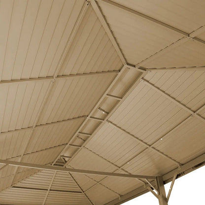 10’ x 20’ Hardtop, Double Tier Steel Roof Patio Gazebo, Mosquito Nets & Curtains Included, TMG-LGZ21