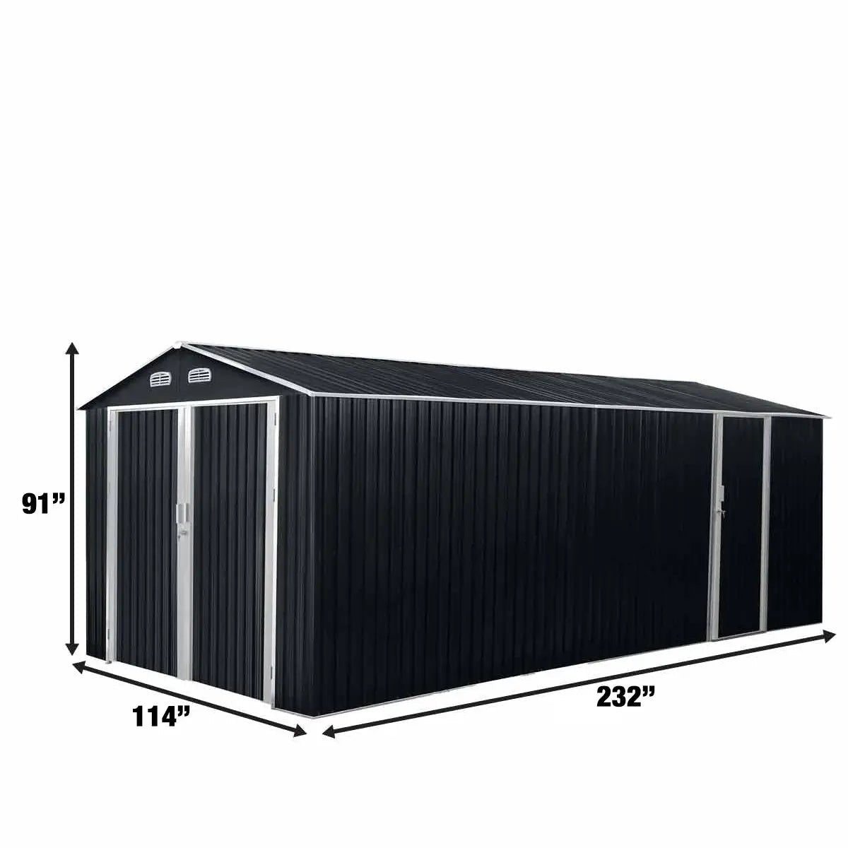 10’ x 20’ Metal Garage Shed with Double Front Doors, 7’8″ Peak Height, Side Entry Door, 185 Sq-Ft Floor Space, TMG-MS1020A