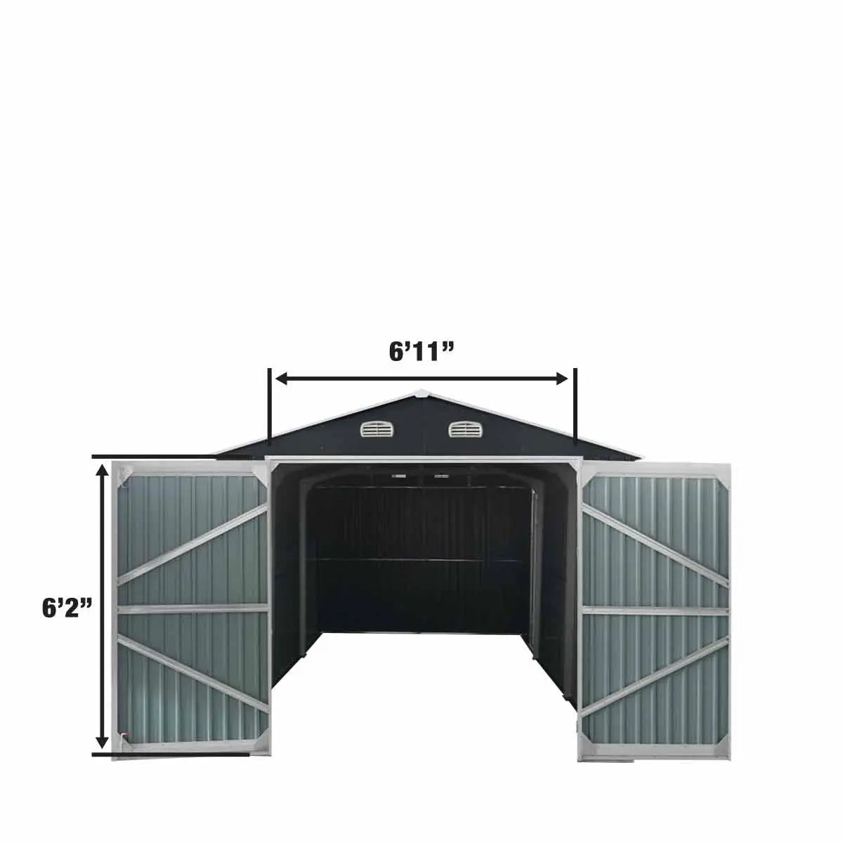10’ x 20’ Metal Garage Shed with Double Front Doors, 7’8″ Peak Height, Side Entry Door, 185 Sq-Ft Floor Space, TMG-MS1020A