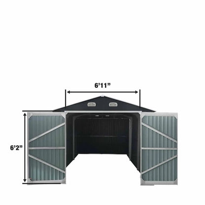 10’ x 20’ Metal Garage Shed with Double Front Doors, 7’8″ Peak Height, Side Entry Door, 185 Sq-Ft Floor Space, TMG-MS1020A