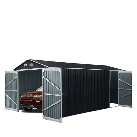 10’ x 20’ Metal Garage Shed with Double Front Doors, 7’8″ Peak Height, Side Entry Door, 185 Sq-Ft Floor Space, TMG-MS1020A