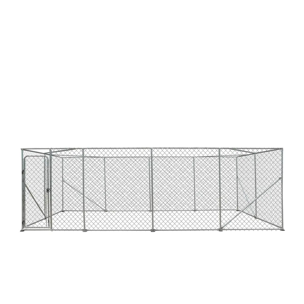 10’ x 20’ Outdoor Dog Kennel Playpen, Outdoor Dog Runner, Pet Exercise House, Lockable Gate, 6’ Chain-Link Fence, TMG-DCP1020