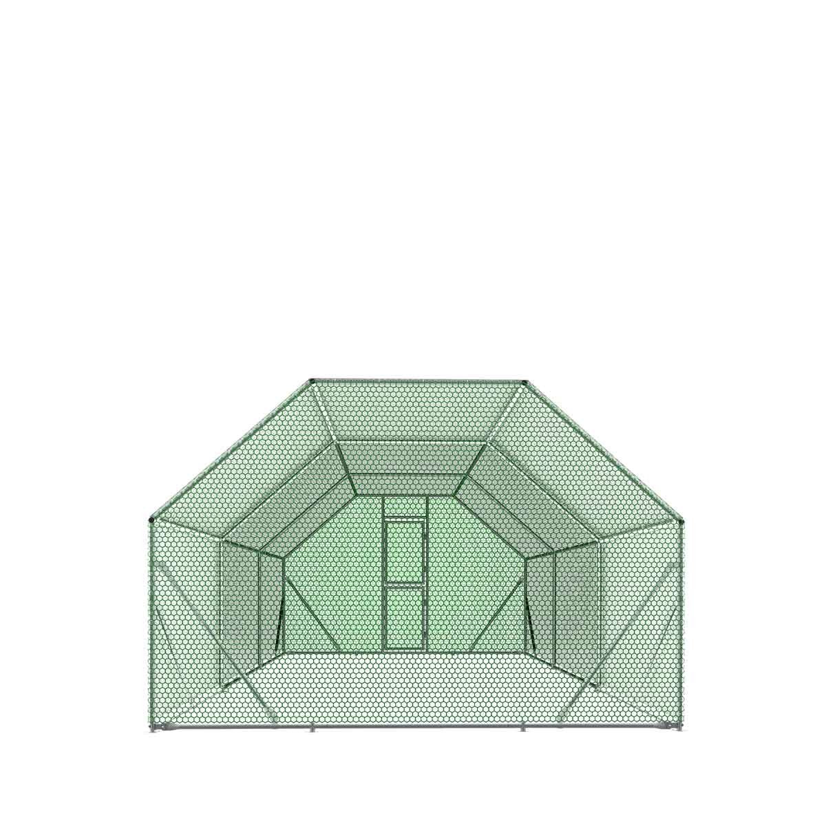 10’ x 20’ Wire Mesh Chicken Run Shelter Coop, Galvanized Steel, 200 Sq-Ft, Lockable Gate, PVC Coated Mesh, TMG-CRS1020