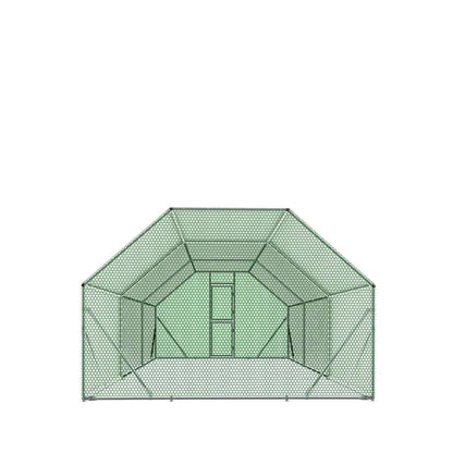10’ x 20’ Wire Mesh Chicken Run Shelter Coop, Galvanized Steel, 200 Sq-Ft, Lockable Gate, PVC Coated Mesh, TMG-CRS1020
