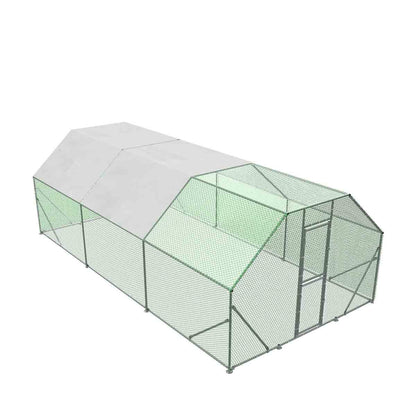 10’ x 20’ Wire Mesh Chicken Run Shelter Coop, Galvanized Steel, 200 Sq-Ft, Lockable Gate, PVC Coated Mesh, TMG-CRS1020