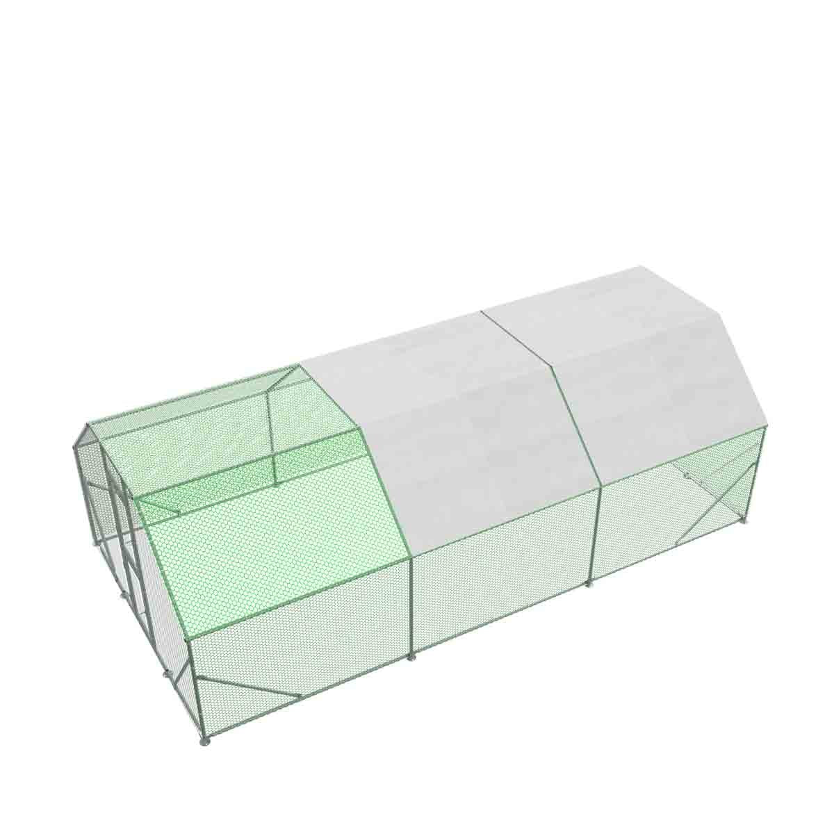 10’ x 20’ Wire Mesh Chicken Run Shelter Coop, Galvanized Steel, 200 Sq-Ft, Lockable Gate, PVC Coated Mesh, TMG-CRS1020