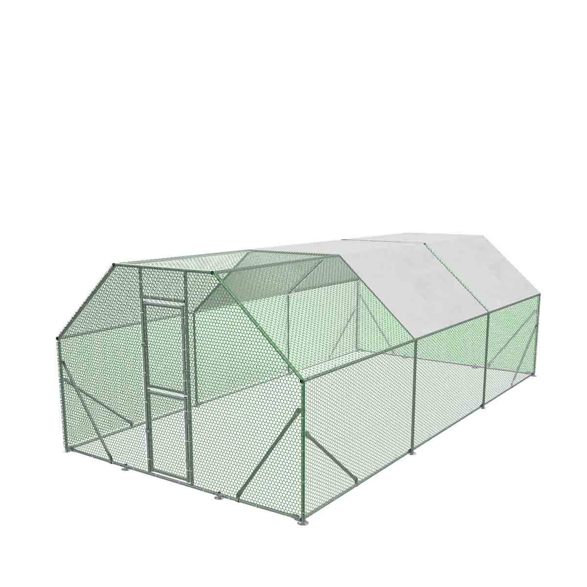 10’ x 20’ Wire Mesh Chicken Run Shelter Coop, Galvanized Steel, 200 Sq-Ft, Lockable Gate, PVC Coated Mesh, TMG-CRS1020
