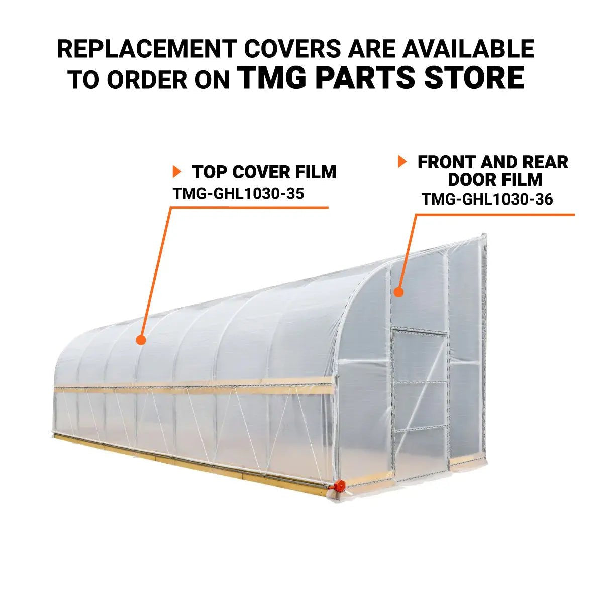 10’ x 30’ Lean-To Greenhouse Grow Tent w/6 Mil Clear EVA Plastic Film, Cold Frame, Hand Crank Roll-Up Side, 6-½’ Sidewall, TMG-GHL1030