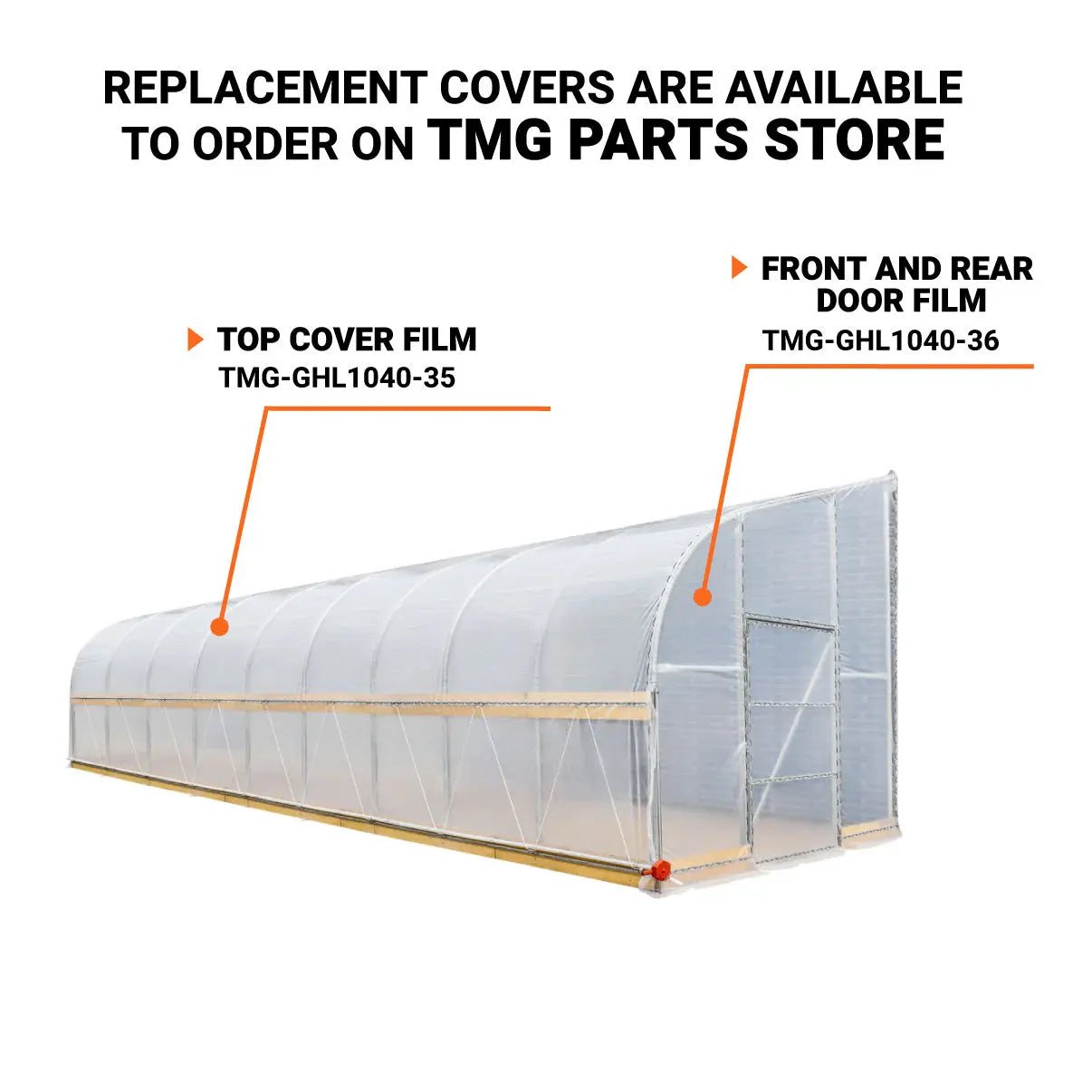 10’ x 40’ Lean-To Greenhouse Grow Tent w/6 Mil Clear EVA Plastic Film, Cold Frame, Hand Crank Roll-Up Side, 6-½’ Sidewall, TMG-GHL1040