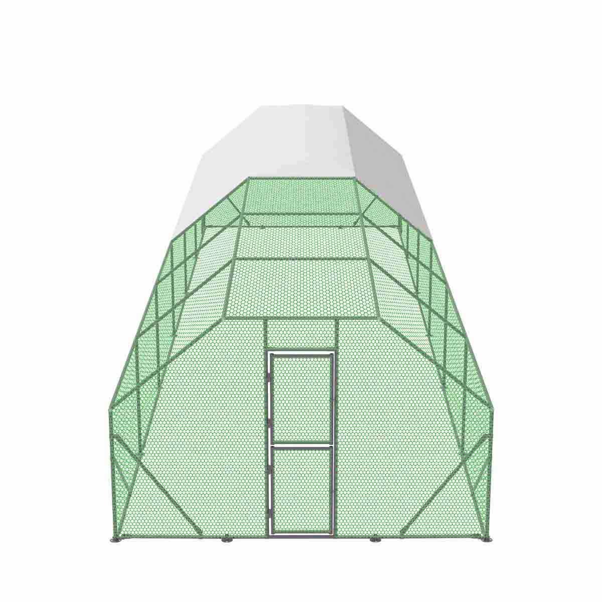 10’ x 40’ Wire Mesh Chicken Run Shelter Coop, Galvanized Steel, 400 Sq-Ft, Lockable Gate, PVC Coated Mesh, TMG-CRS1040