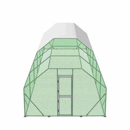 10’ x 40’ Wire Mesh Chicken Run Shelter Coop, Galvanized Steel, 400 Sq-Ft, Lockable Gate, PVC Coated Mesh, TMG-CRS1040