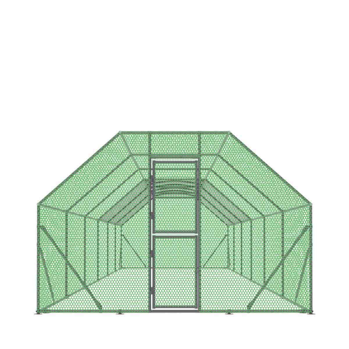10’ x 40’ Wire Mesh Chicken Run Shelter Coop, Galvanized Steel, 400 Sq-Ft, Lockable Gate, PVC Coated Mesh, TMG-CRS1040