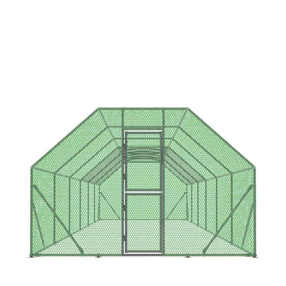 10’ x 40’ Wire Mesh Chicken Run Shelter Coop, Galvanized Steel, 400 Sq-Ft, Lockable Gate, PVC Coated Mesh, TMG-CRS1040