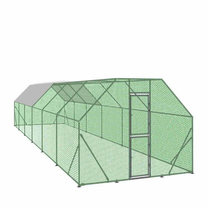 10’ x 40’ Wire Mesh Chicken Run Shelter Coop, Galvanized Steel, 400 Sq-Ft, Lockable Gate, PVC Coated Mesh, TMG-CRS1040