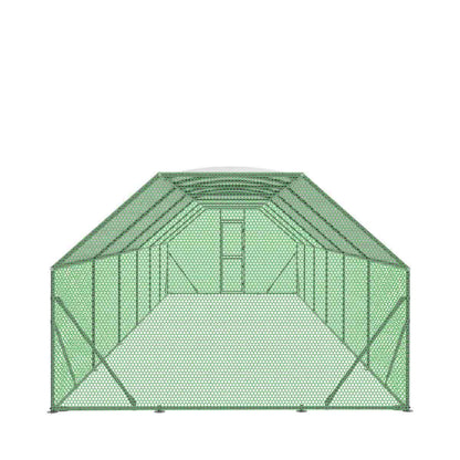 10’ x 40’ Wire Mesh Chicken Run Shelter Coop, Galvanized Steel, 400 Sq-Ft, Lockable Gate, PVC Coated Mesh, TMG-CRS1040