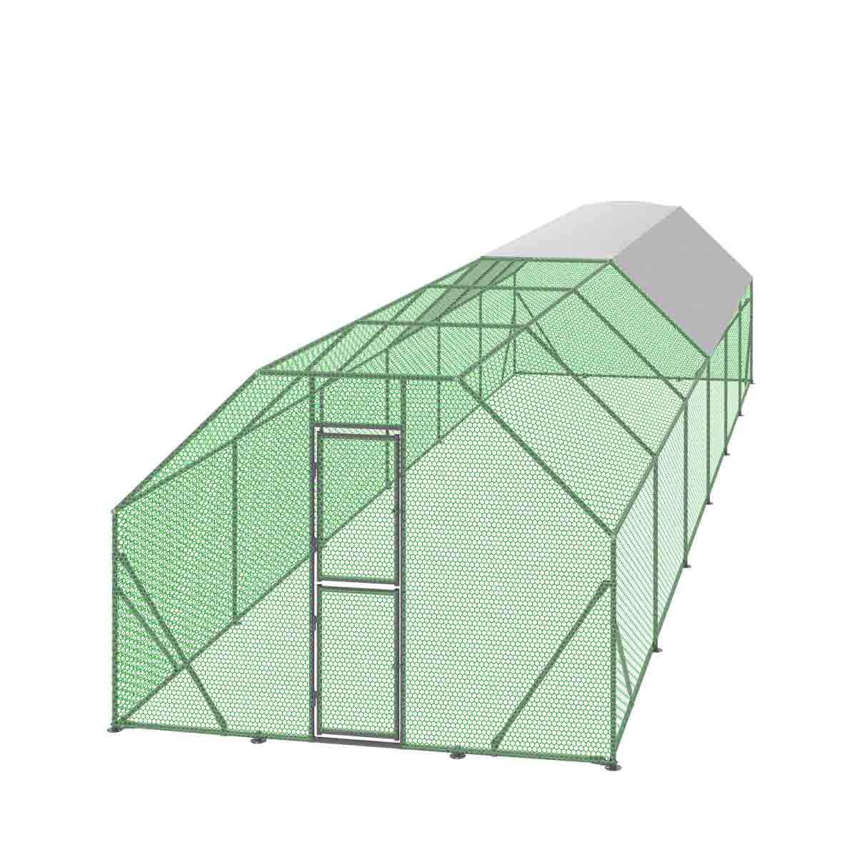 10’ x 40’ Wire Mesh Chicken Run Shelter Coop, Galvanized Steel, 400 Sq-Ft, Lockable Gate, PVC Coated Mesh, TMG-CRS1040