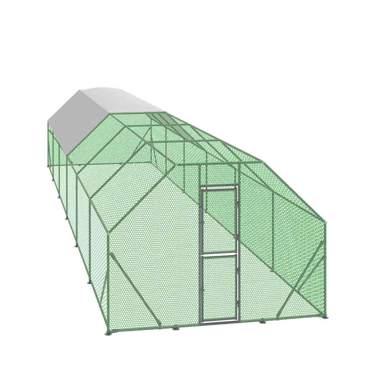 10’ x 40’ Wire Mesh Chicken Run Shelter Coop, Galvanized Steel, 400 Sq-Ft, Lockable Gate, PVC Coated Mesh, TMG-CRS1040