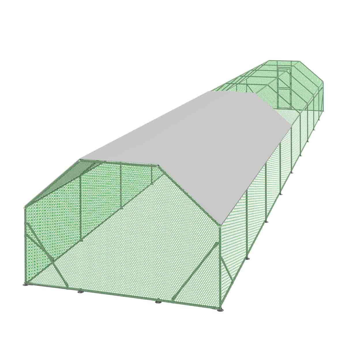 10’ x 60’ Wire Mesh Chicken Run Shelter Coop, Galvanized Steel, 600 Sq-Ft, Lockable Gate, PVC Coated Mesh, TMG-CRS1060