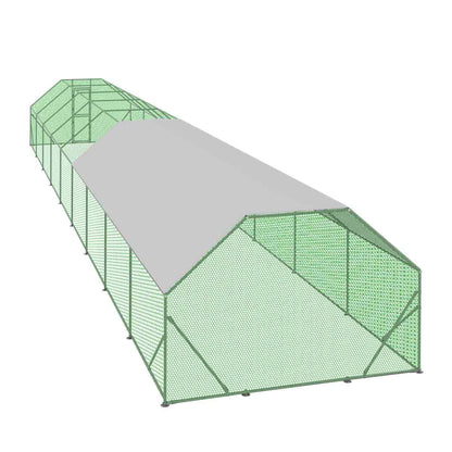 10’ x 60’ Wire Mesh Chicken Run Shelter Coop, Galvanized Steel, 600 Sq-Ft, Lockable Gate, PVC Coated Mesh, TMG-CRS1060