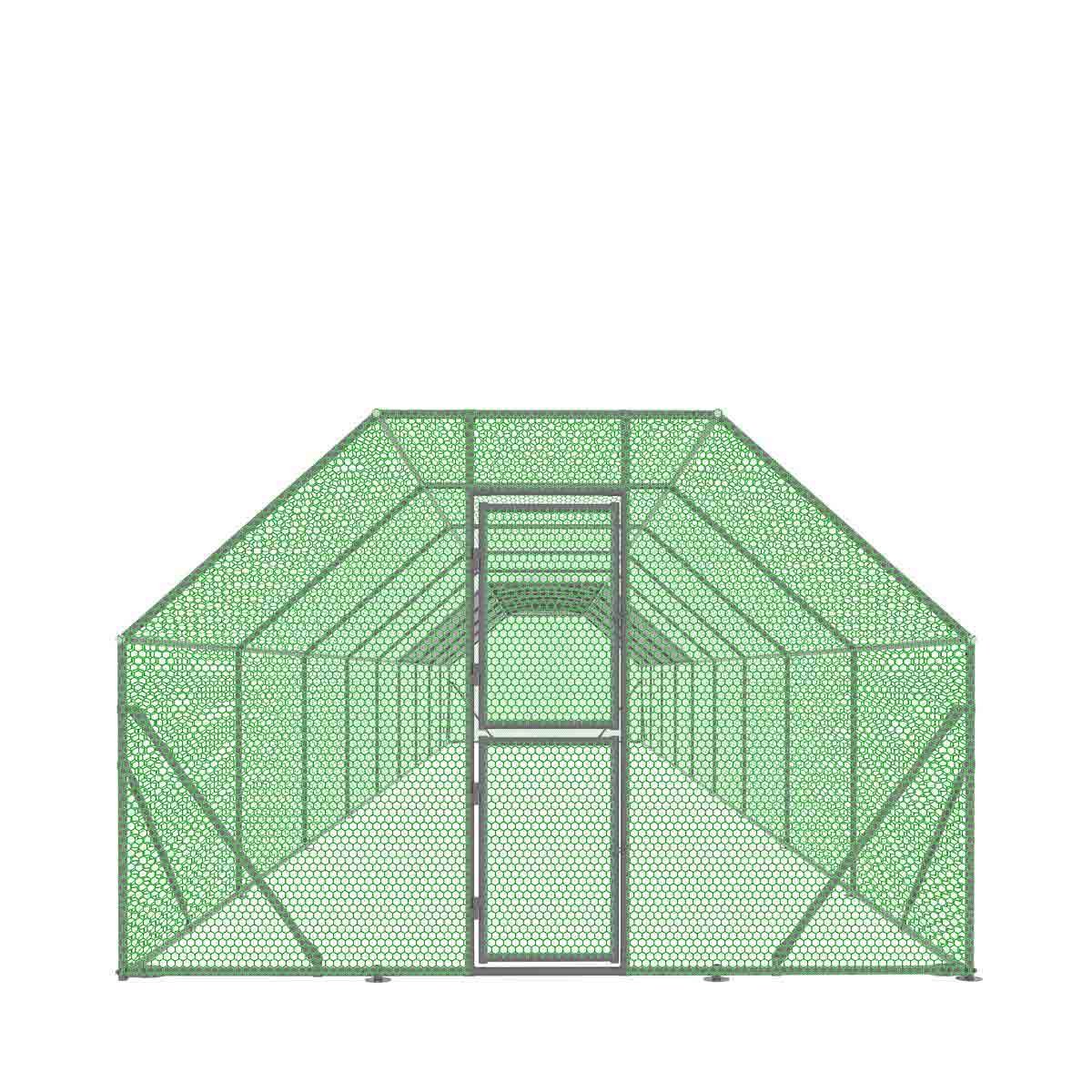 10’ x 60’ Wire Mesh Chicken Run Shelter Coop, Galvanized Steel, 600 Sq-Ft, Lockable Gate, PVC Coated Mesh, TMG-CRS1060