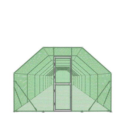 10’ x 60’ Wire Mesh Chicken Run Shelter Coop, Galvanized Steel, 600 Sq-Ft, Lockable Gate, PVC Coated Mesh, TMG-CRS1060