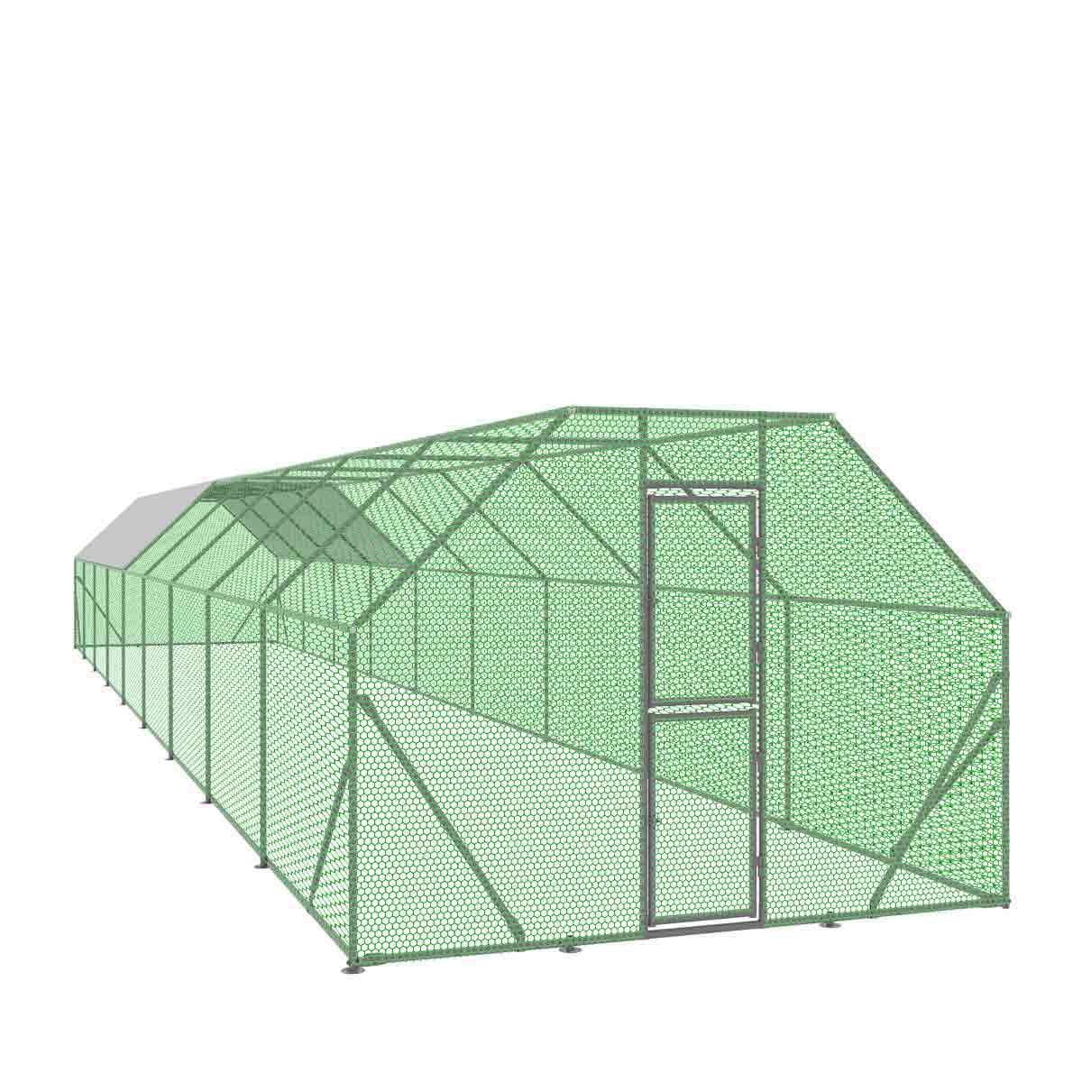 10’ x 60’ Wire Mesh Chicken Run Shelter Coop, Galvanized Steel, 600 Sq-Ft, Lockable Gate, PVC Coated Mesh, TMG-CRS1060
