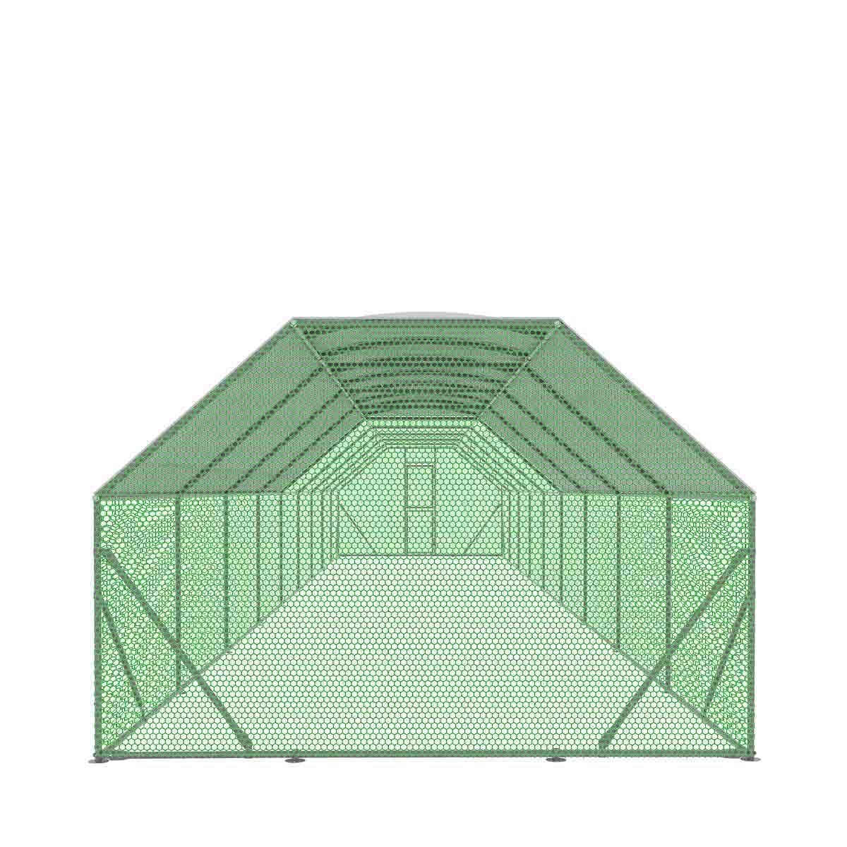 10’ x 60’ Wire Mesh Chicken Run Shelter Coop, Galvanized Steel, 600 Sq-Ft, Lockable Gate, PVC Coated Mesh, TMG-CRS1060
