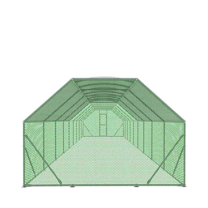 10’ x 60’ Wire Mesh Chicken Run Shelter Coop, Galvanized Steel, 600 Sq-Ft, Lockable Gate, PVC Coated Mesh, TMG-CRS1060