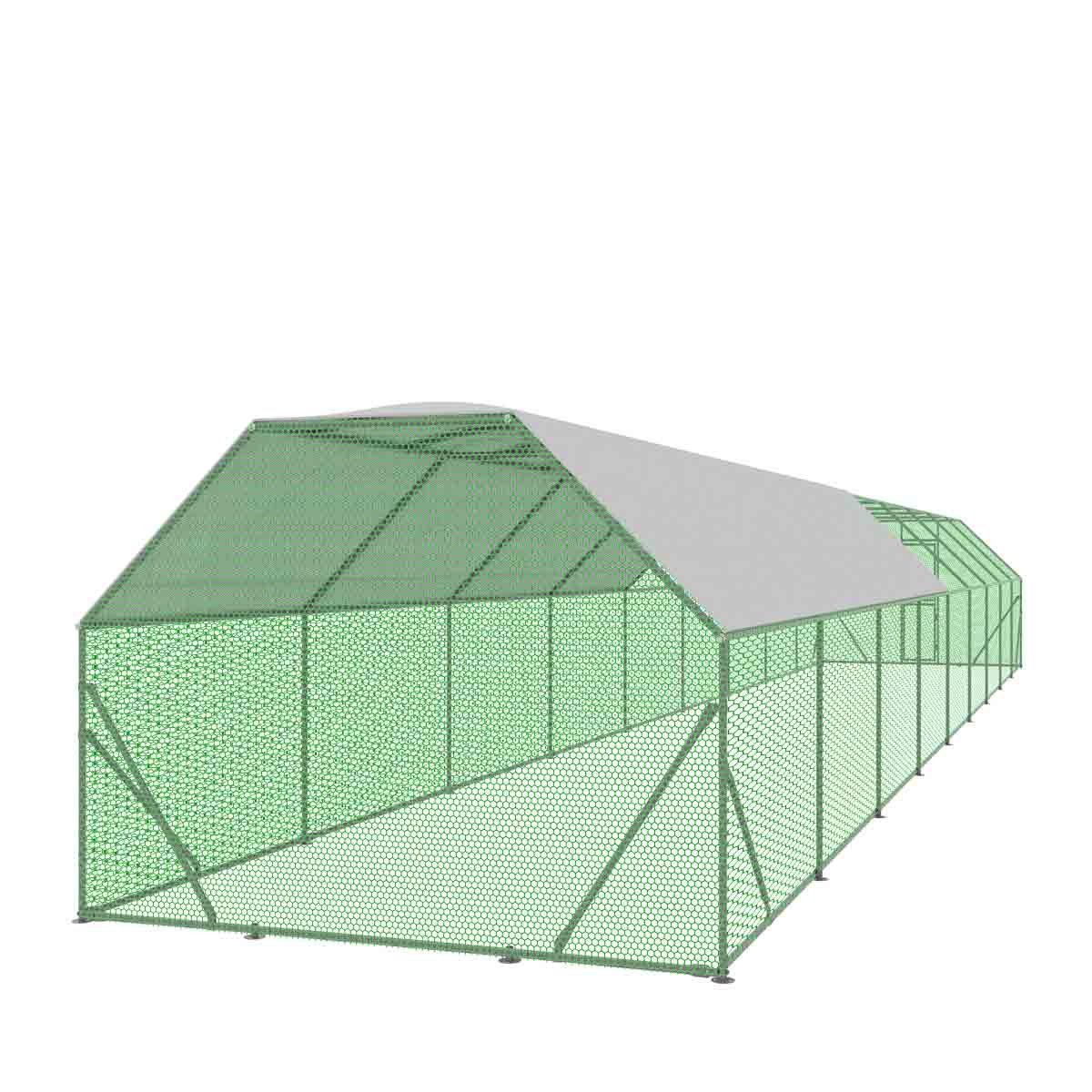 10’ x 60’ Wire Mesh Chicken Run Shelter Coop, Galvanized Steel, 600 Sq-Ft, Lockable Gate, PVC Coated Mesh, TMG-CRS1060