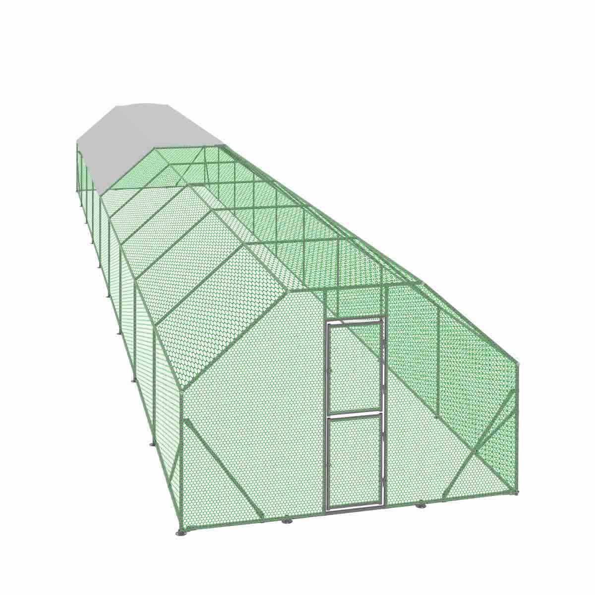 10’ x 60’ Wire Mesh Chicken Run Shelter Coop, Galvanized Steel, 600 Sq-Ft, Lockable Gate, PVC Coated Mesh, TMG-CRS1060