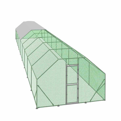 10’ x 60’ Wire Mesh Chicken Run Shelter Coop, Galvanized Steel, 600 Sq-Ft, Lockable Gate, PVC Coated Mesh, TMG-CRS1060