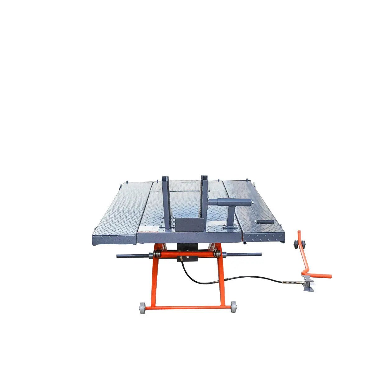 1000 lb Portable Motorcycle/ATV Scissor Lift, 44″ Work Platform, 10″ Side Panel Extensions, 79″ Platform Length, Front Vise Kit, TMG-1000PML