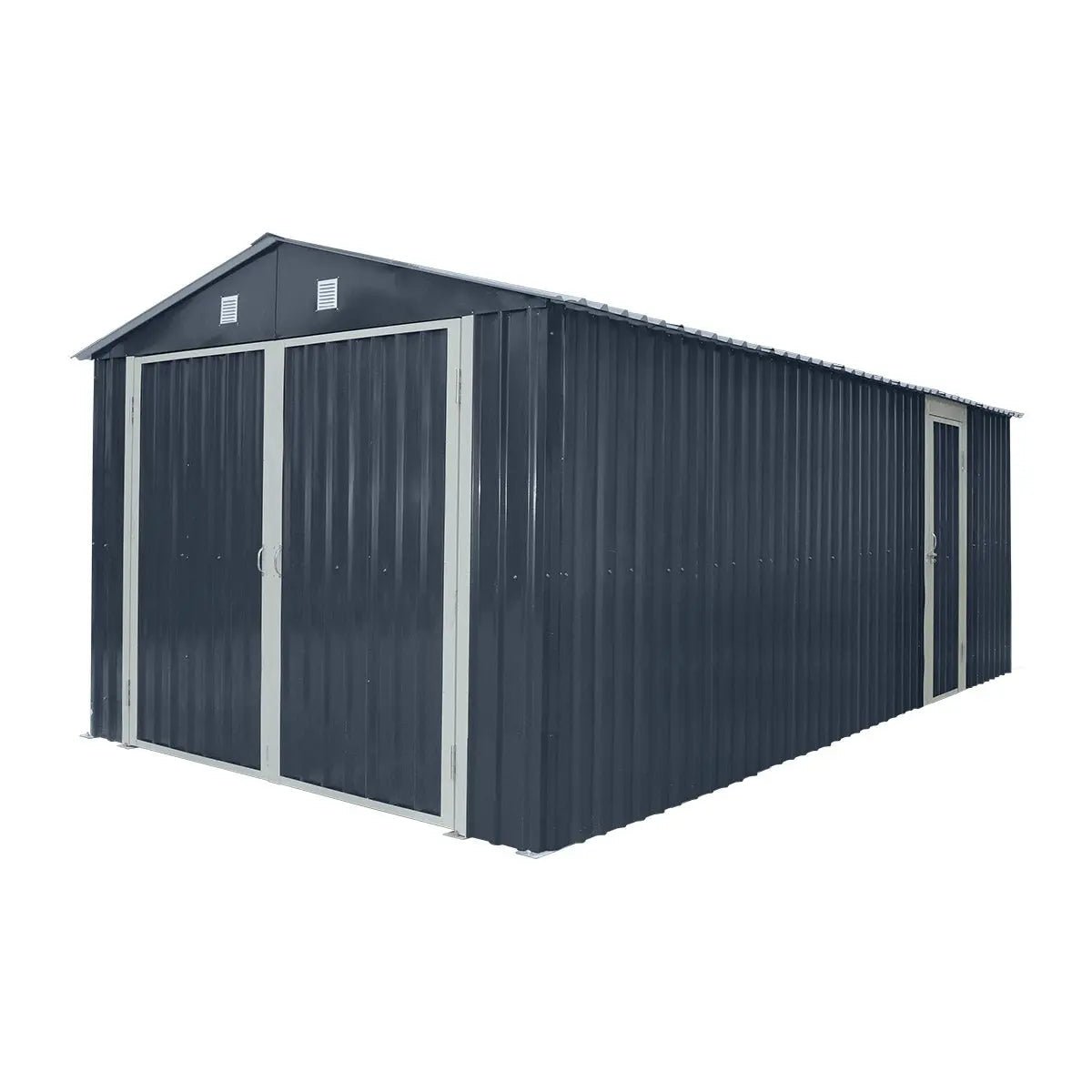 Pro Series 10′ x 20′ Metal Garage Shed with Double Front Doors and Side Entry Door, 8′ Peak Height TMG-MS1020B