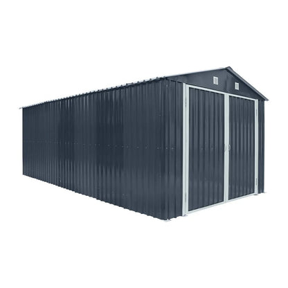 Pro Series 10′ x 20′ Metal Garage Shed with Double Front Doors and Side Entry Door, 8′ Peak Height TMG-MS1020B