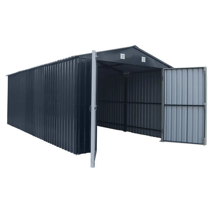 Pro Series 10′ x 20′ Metal Garage Shed with Double Front Doors and Side Entry Door, 8′ Peak Height TMG-MS1020B