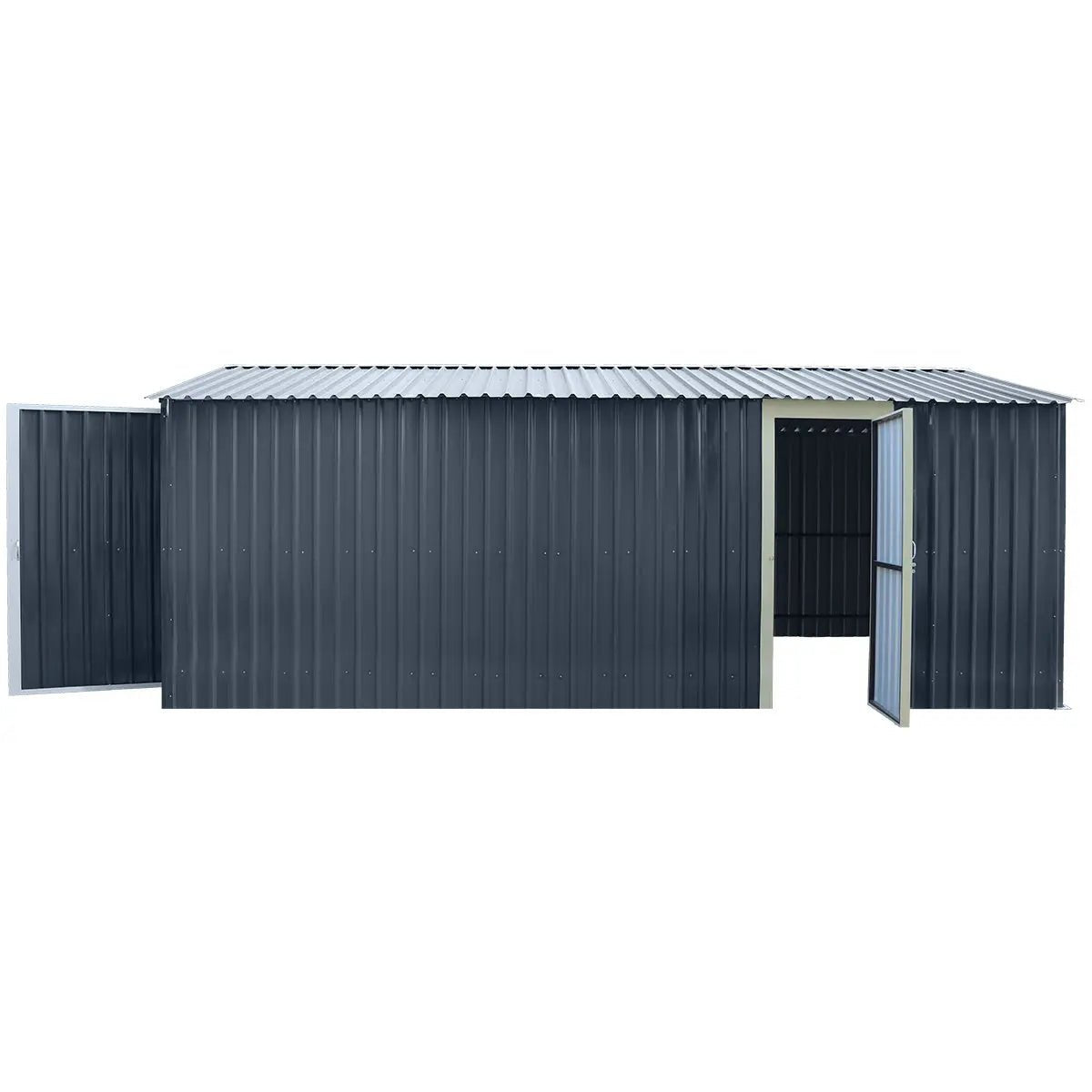 Pro Series 10′ x 20′ Metal Garage Shed with Double Front Doors and Side Entry Door, 8′ Peak Height TMG-MS1020B