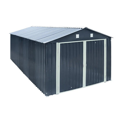Pro Series 10′ x 20′ Metal Garage Shed with Double Front Doors and Side Entry Door, 8′ Peak Height TMG-MS1020B