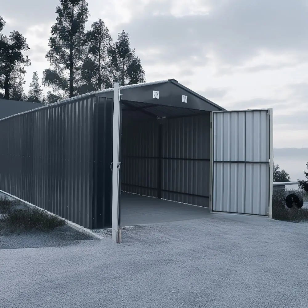 Pro Series 10′ x 20′ Metal Garage Shed with Double Front Doors and Side Entry Door, 8′ Peak Height TMG-MS1020B